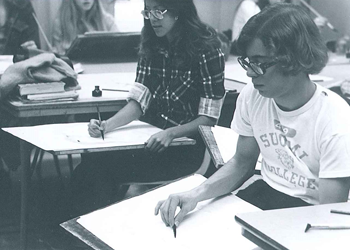 High School students learning in the 1970s