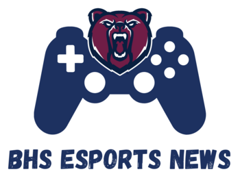 Maroon colored Berkley Bear logo on top of the image a video game controller that reads BHS eSports News