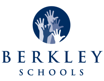 Logo of Berkley Schools featuring a blue circle with three stylized white hands raised.